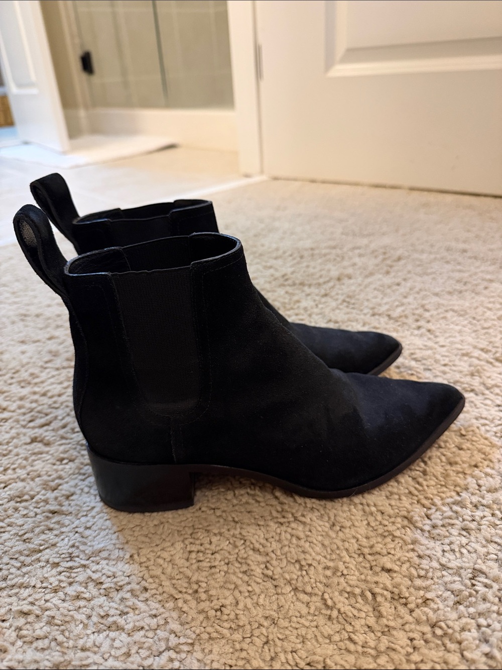 Loeffler Randall Black Suede Pointed Chelsea Booties